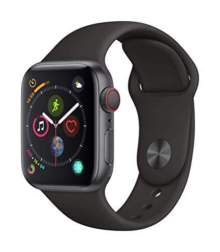 Apple Watch Series 4（GPS + 蜂窝网络，40 毫米）- 深空灰色铝制表壳搭配黑色运动表带