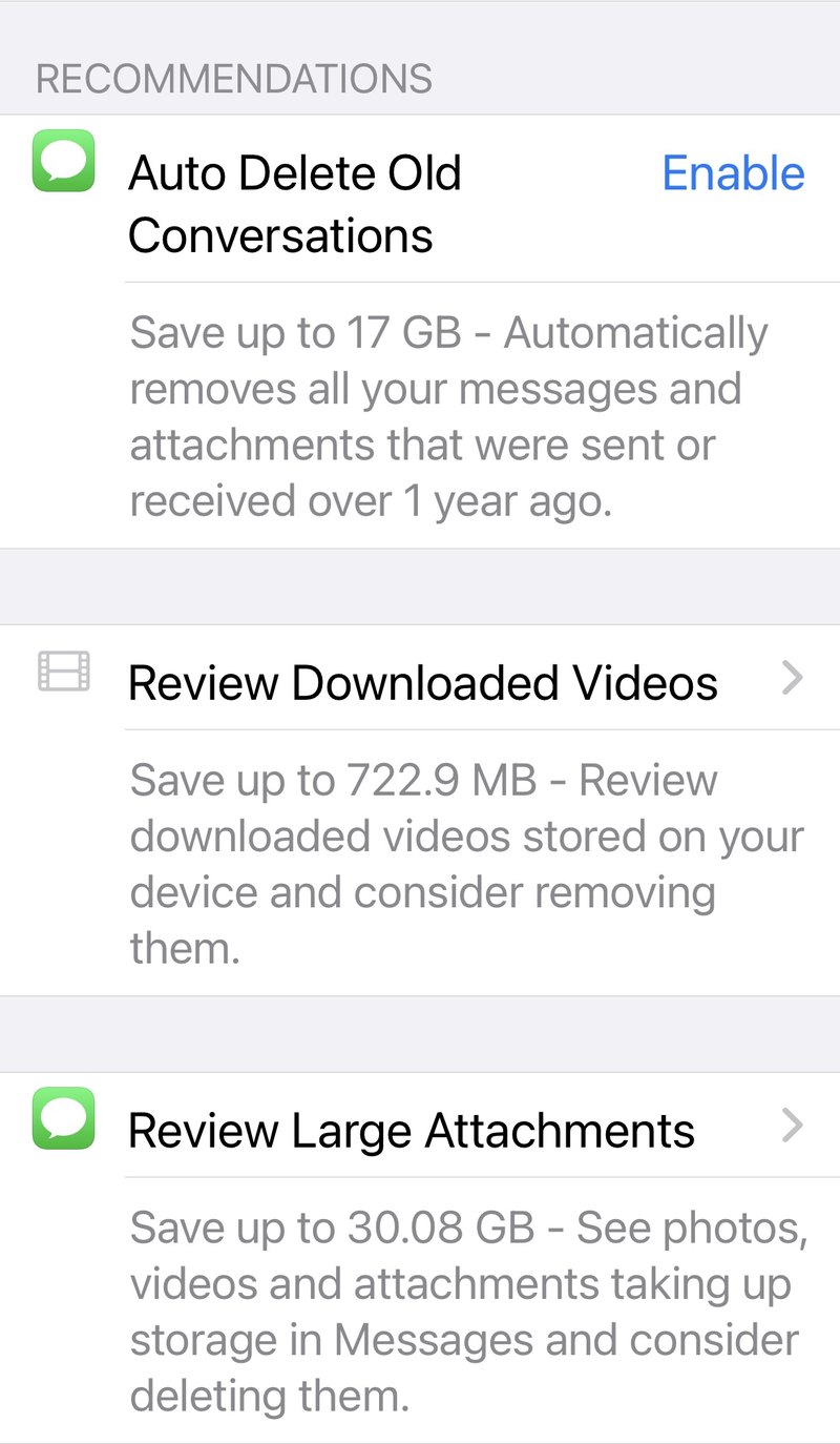 Apple recommendations delete iPhone