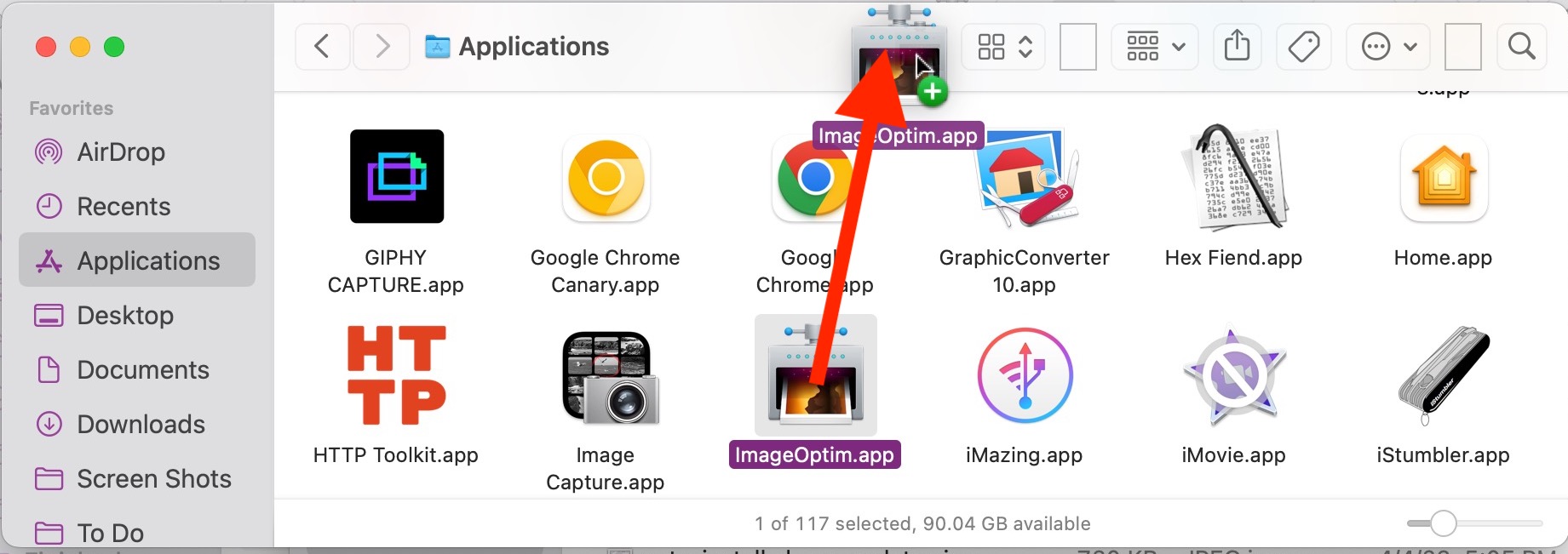 将应用程序添加到 Finder 窗口工具栏在 MacOS 中 