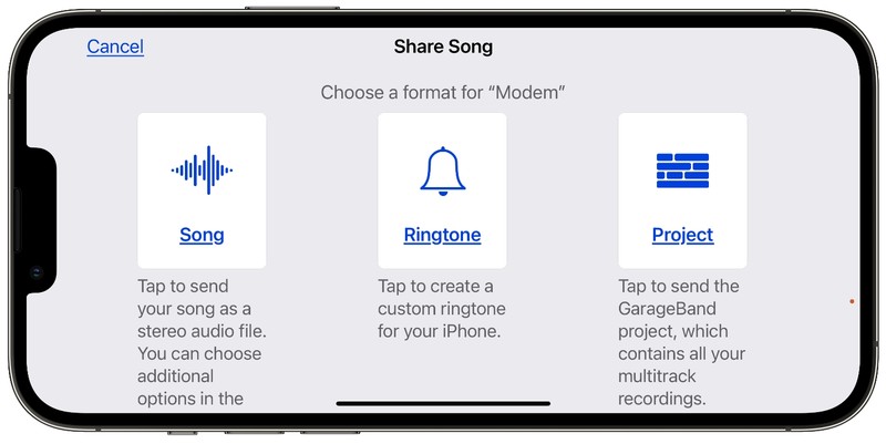 GarageBand iOS 分享歌曲