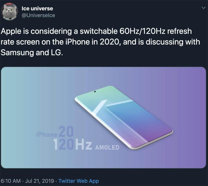 ice iphone 120hz rumor