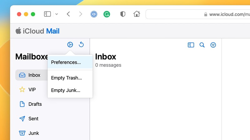 iCloud 邮件偏好设置