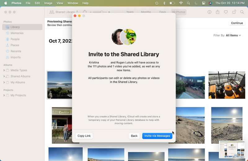 当您发送 iCloud 共享照片库邀请时，收件人会收到一个链接。