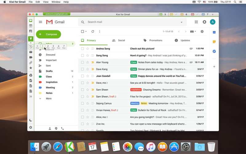 kiwi for gmail 2 焦点过滤器收件箱已展开