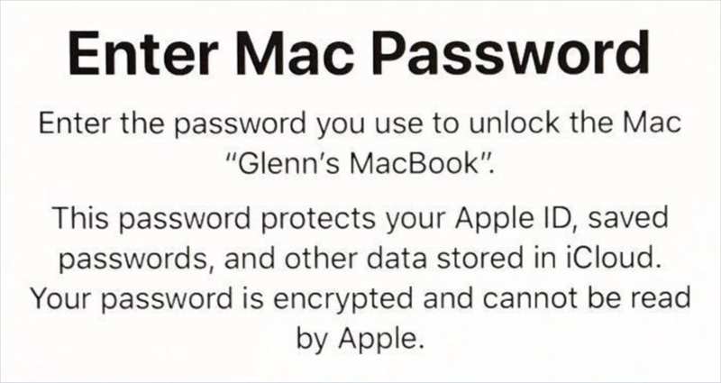 mac911 icloud 钥匙串密码提示