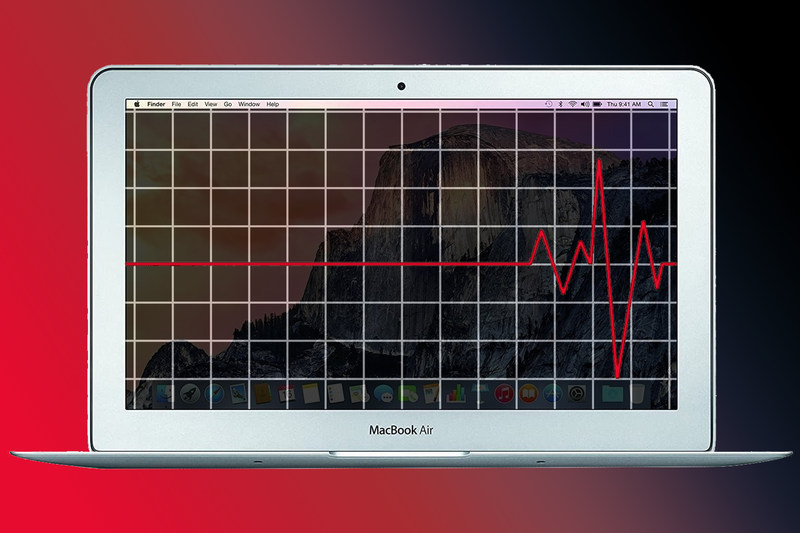 MacBook Air 显示心脏监测器平线到心跳