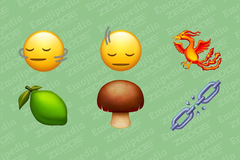 Sechs neue Emojis auf grünem HIntergrund